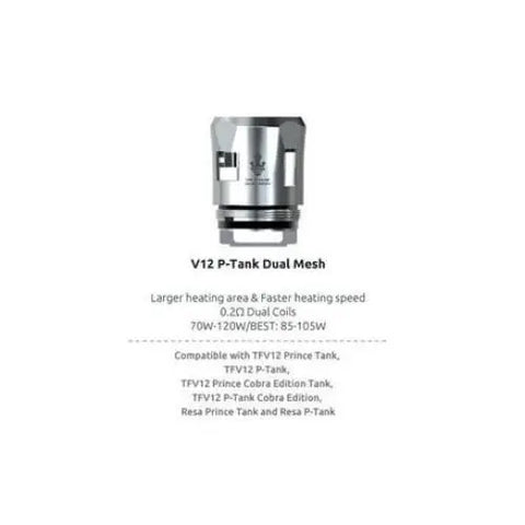 SMOK V12 PRINCE P-TANK DUAL MESH 0.2 OHM COILS - Cream Of Croydon / Urban Vapez